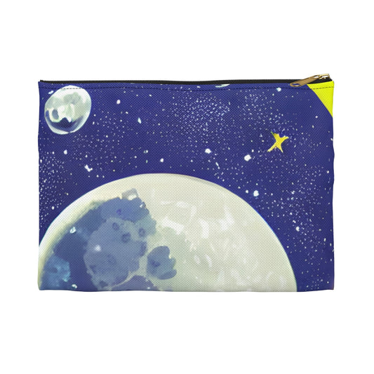 Starry Night Zipper Pouch: Blue Moon and Stars Design