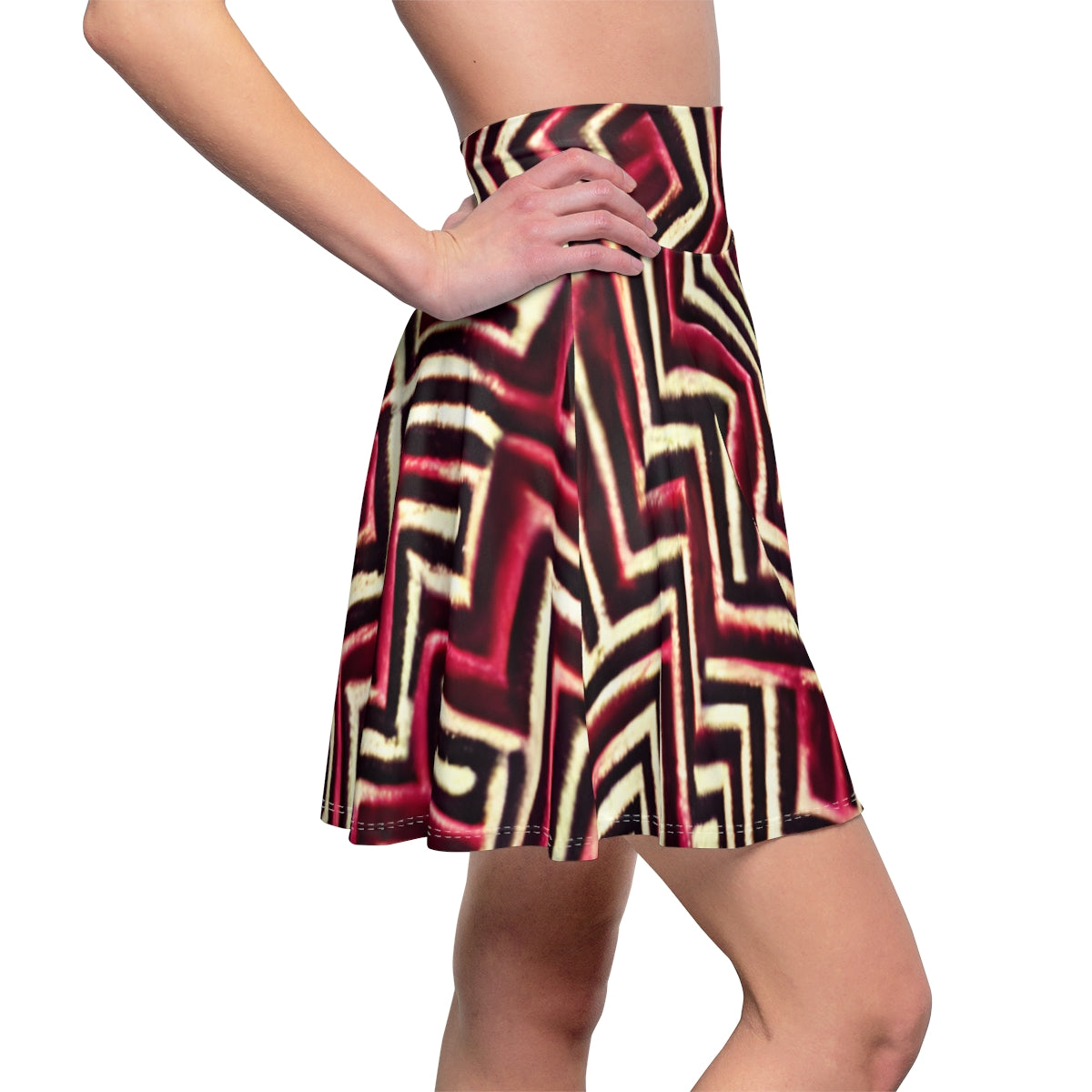 Bold Geometric Red & Black Skirt - Stand Out in Style!