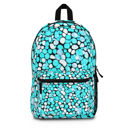 Stylish Turquoise Backpack with Chic Black and White Polka Dots