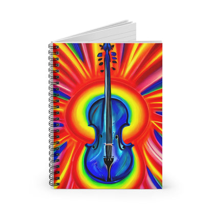 Vibrant Spiral Notebook with a Whimsical Violin Design