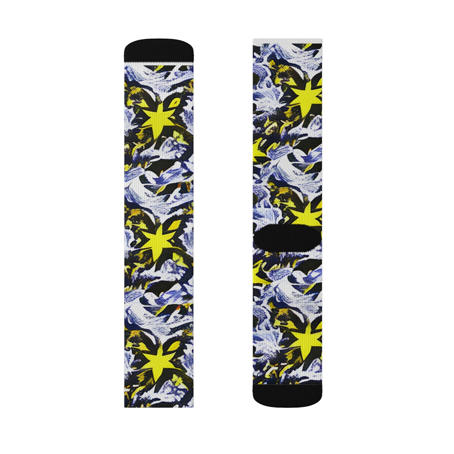 Blend in Style: Explore Our Blue and Yellow Camouflage Socks