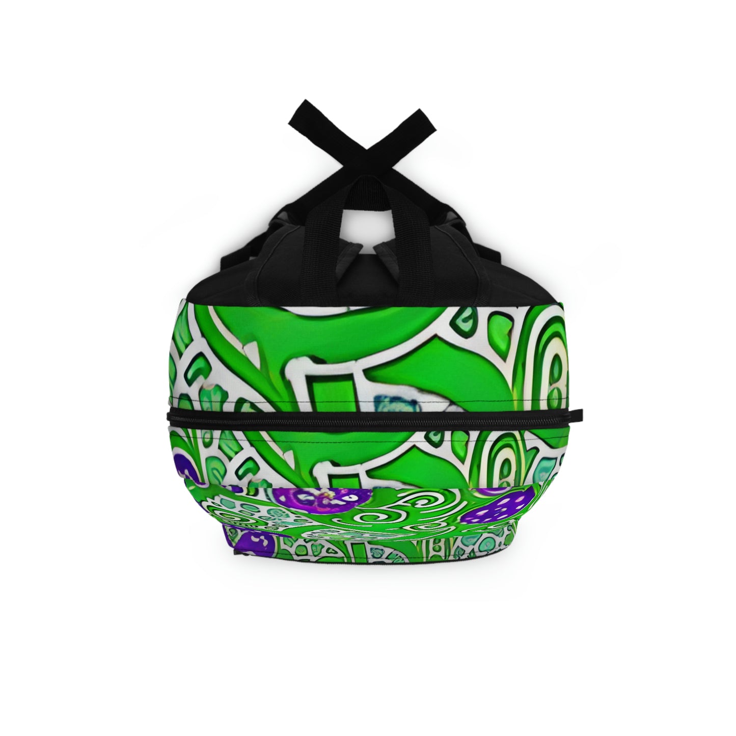 Paisley Pattern Backpack in Eye-Catching Green and Purple Hues