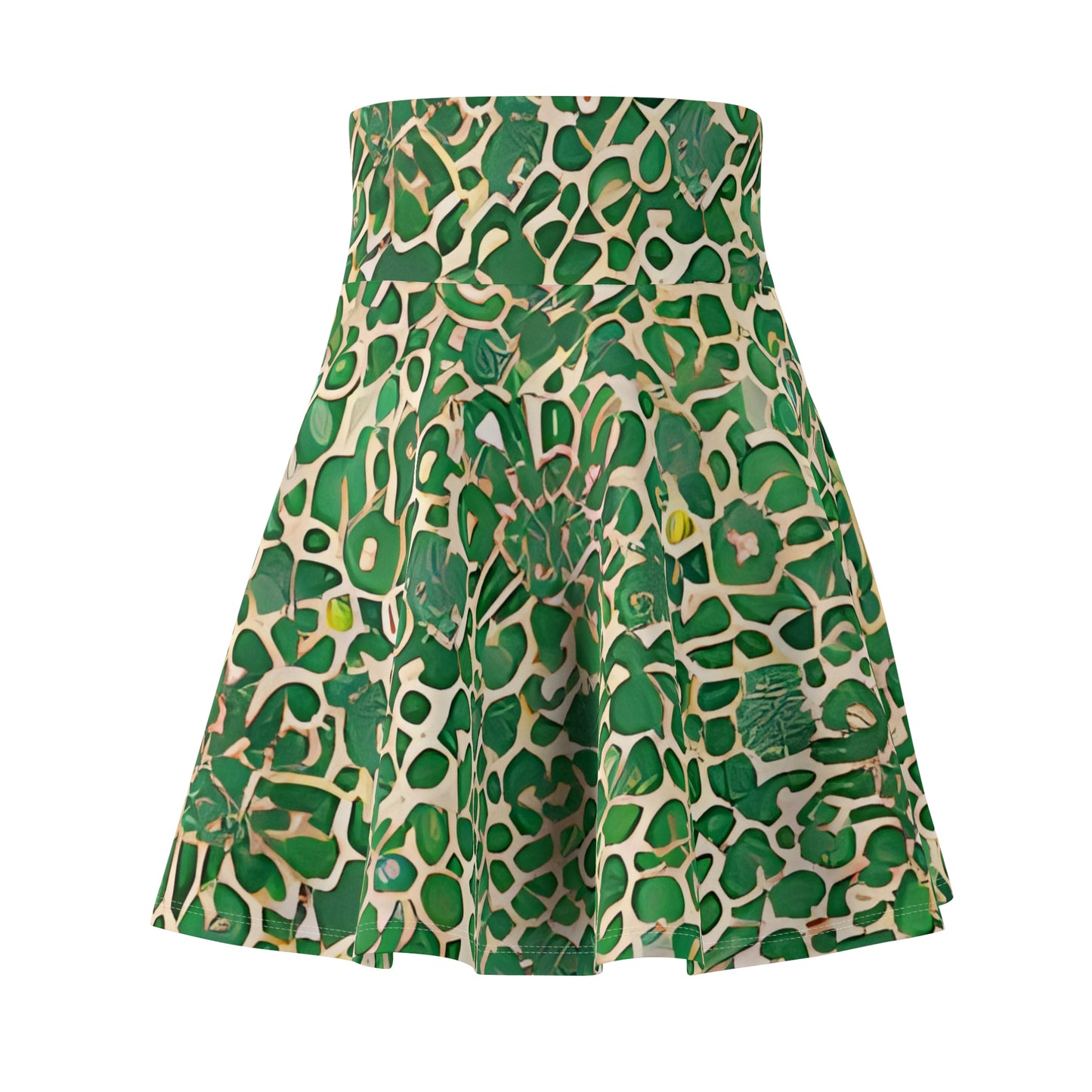 Wildly Chic: Green & White Leopard Print Skater Skirt