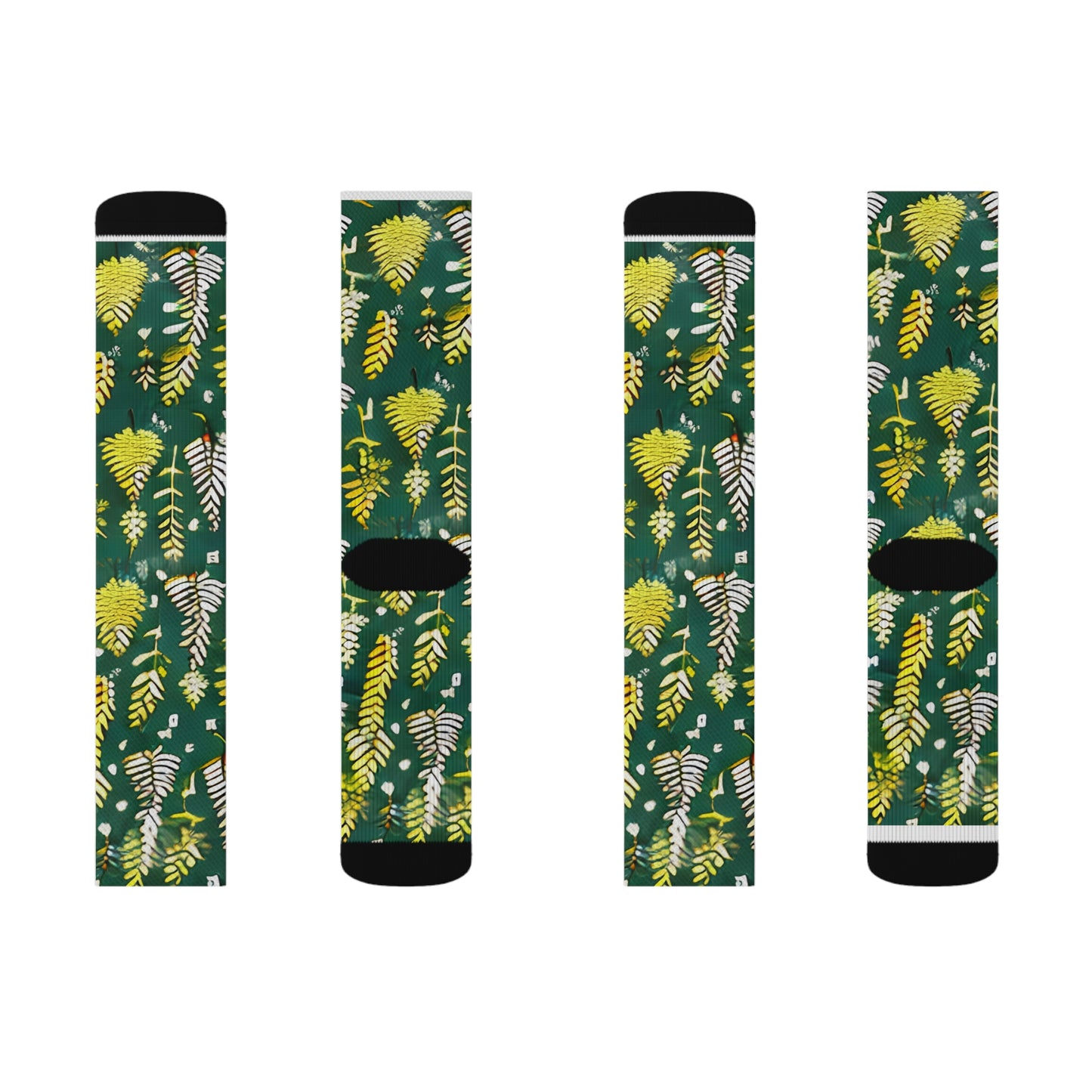 Lively Leaves Socks - Green & Yellow, Nature-Inspired Design