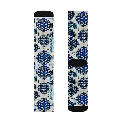 Get Ready for Summer with Blue and White Floral Socks for Legs