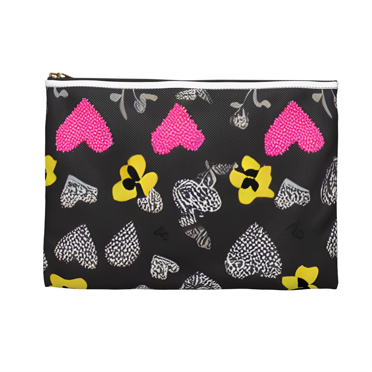 Black and Yellow Heart Zipper Pouch: Fun and Functional Accessory