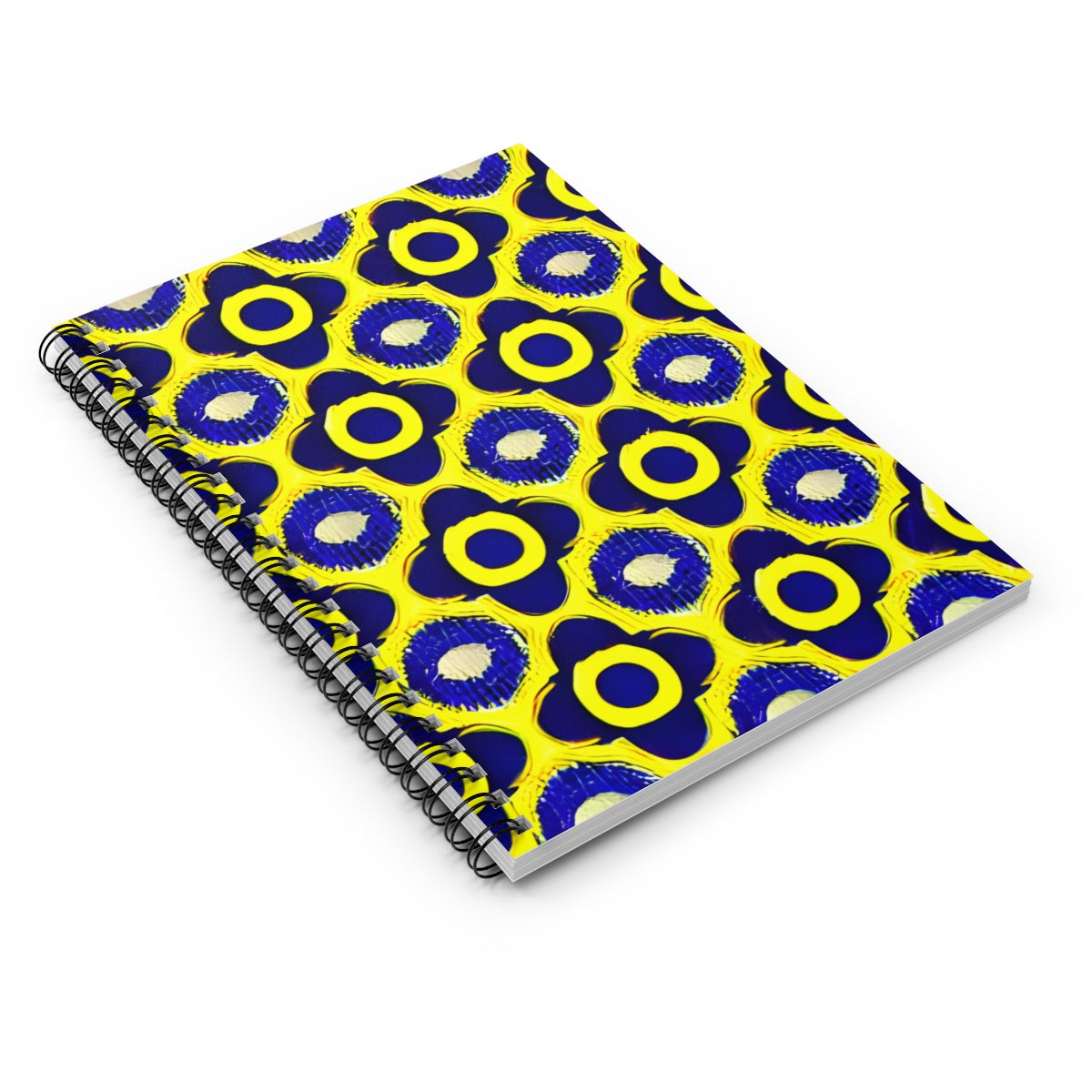 Colorful Spiral Notebook: Blue and Yellow Pattern Design