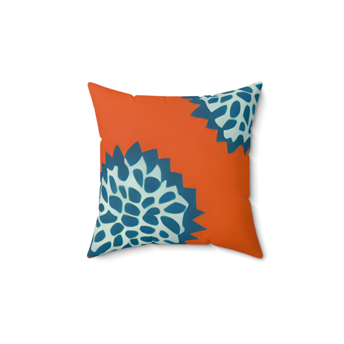 Flower Power: Orange and Blue Floral Throw Pillow