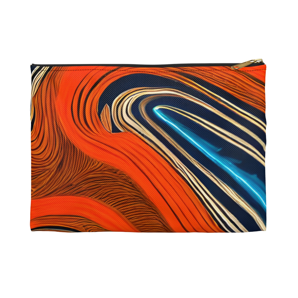 Swirly Orange and Blue Zipper Pouch for Your Essentials