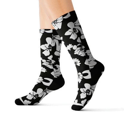 Flower Power: Black and White Socks for Women