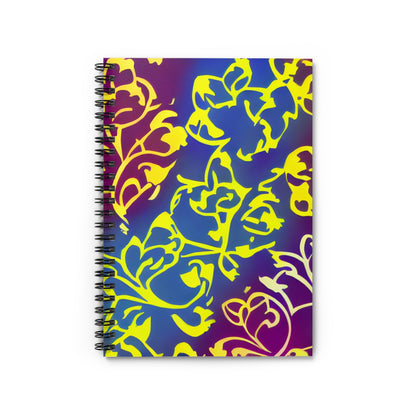 Flower Power Spiral Notebook: Yellow and Blue Floral Design