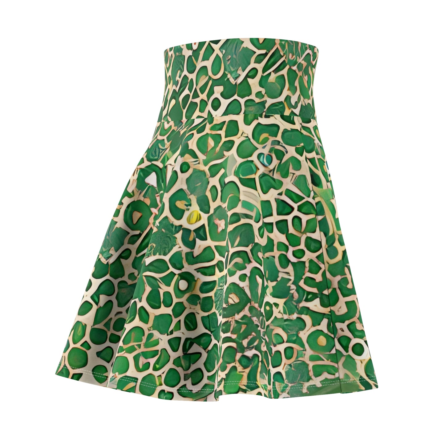 Wildly Chic: Green & White Leopard Print Skater Skirt