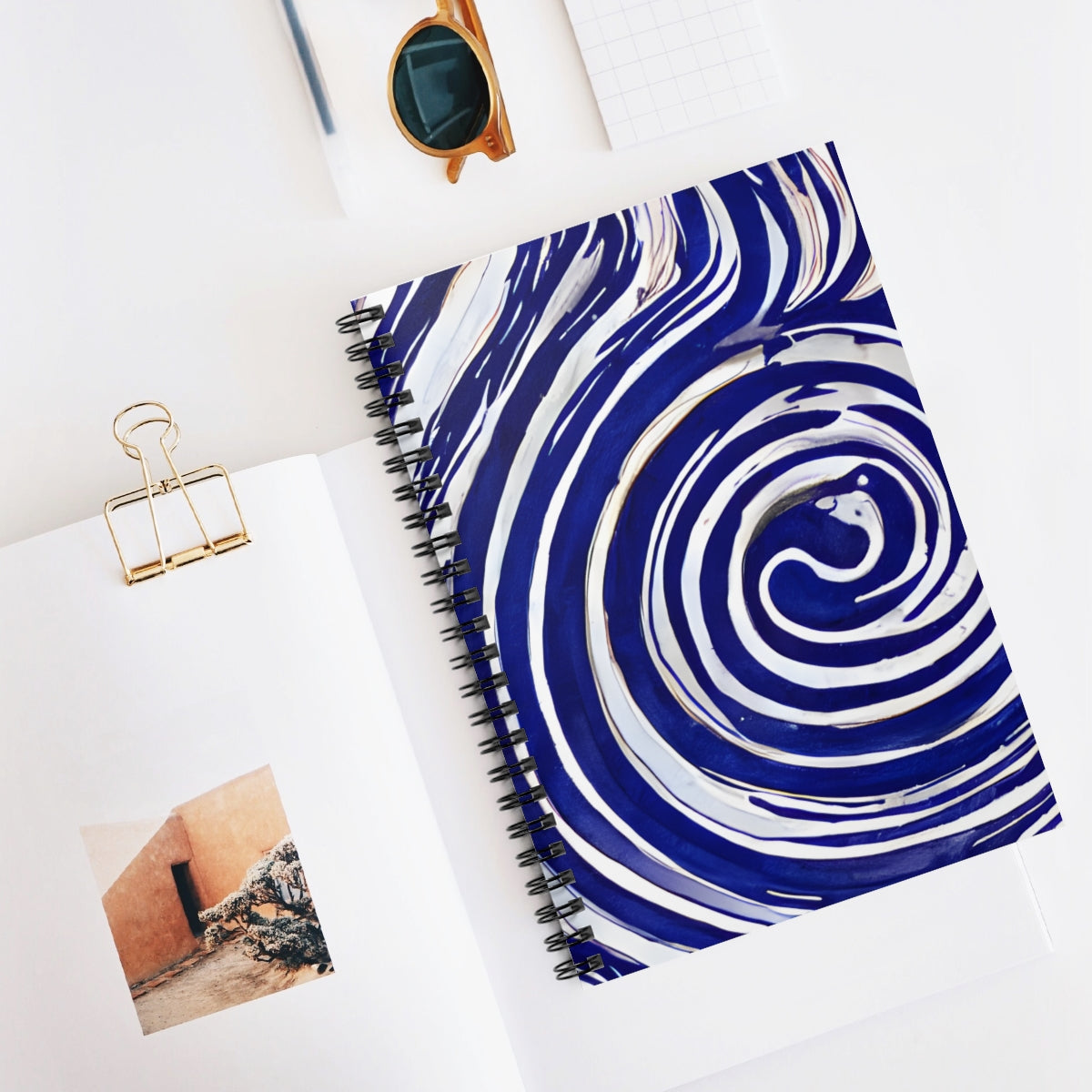 Blue & White Swirl Notebook: Spiral-Bound Design