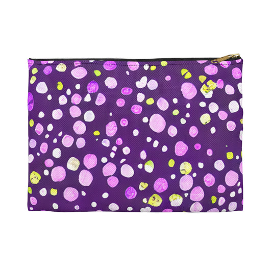 Polka Dot Zipper Pouch in Purple and Yellow