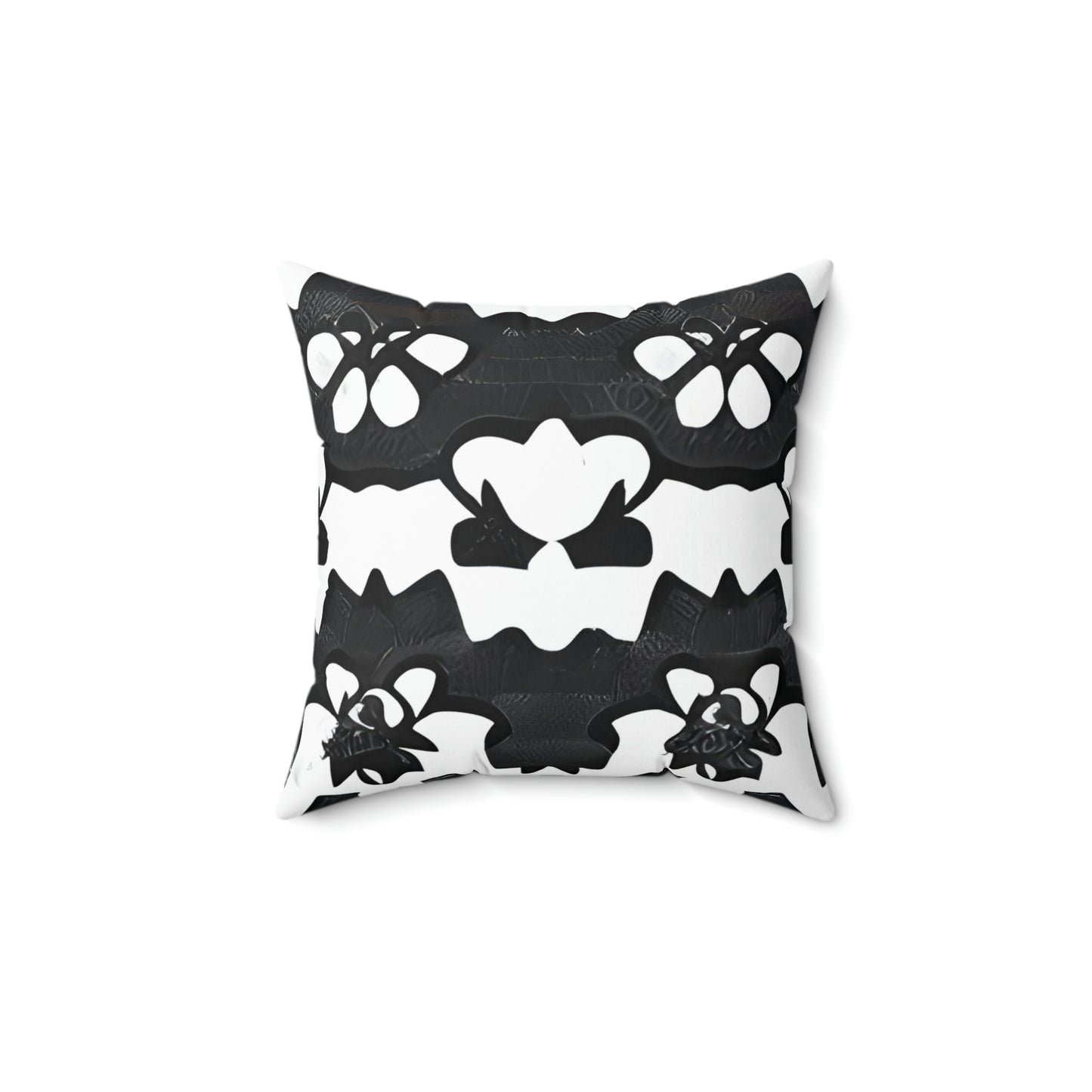 Chic Contrast: Floral Pattern Black and White Pillow