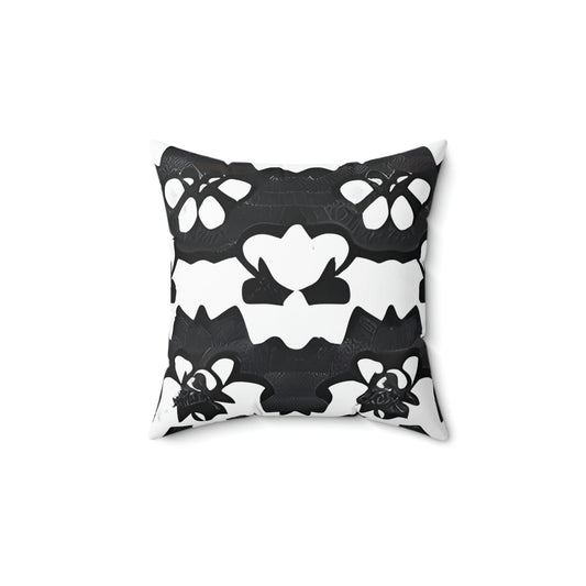 Chic Contrast: Floral Pattern Black and White Pillow