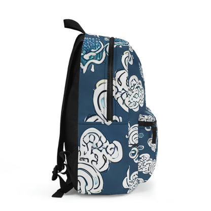 Up in the Sky: Blue and White Backpack with Clouds