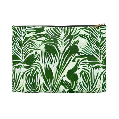 Tropical Zipper Pouch - Green and White Design