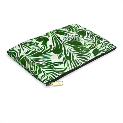 Tropical Zipper Pouch - Green and White Design