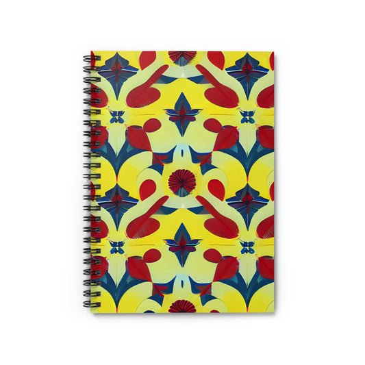 Floral Twist: Yellow and Blue Spiral Notebook