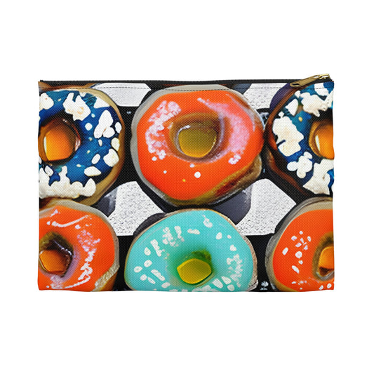 Vibrant and Delicious: Colorful Donuts on a Shimmering Silver Tray!