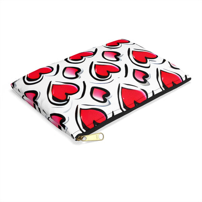 Stylish Heart Shaped Zipper Pouch in Red & Black - Perfect for Your Essentials