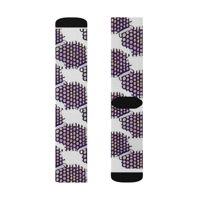 Stylish Purple & White Patterned Socks - Great Footwear Accessory!