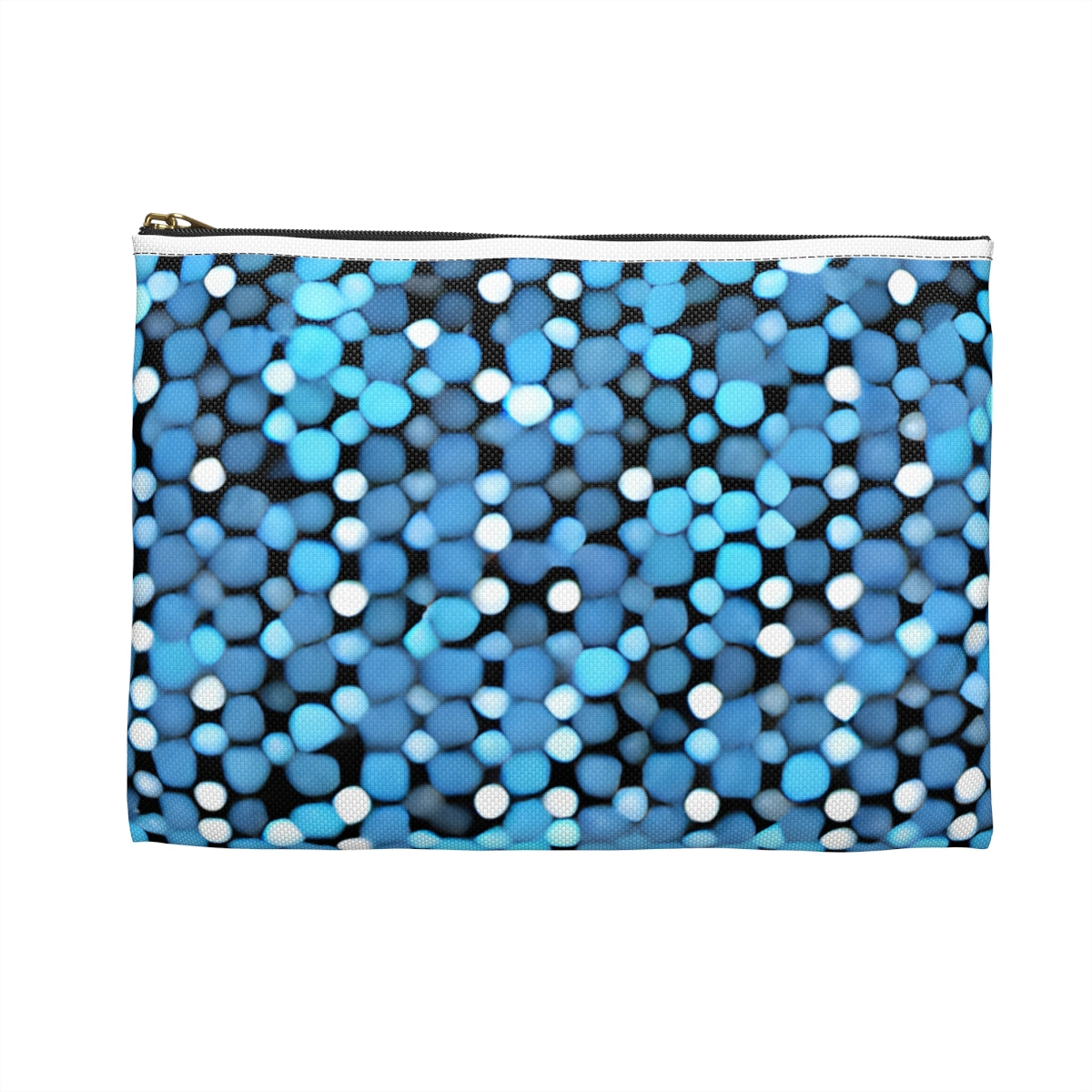 Blue & White Polka Dot Pouch with Easy Zipper Access
