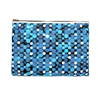 Blue & White Polka Dot Pouch with Easy Zipper Access