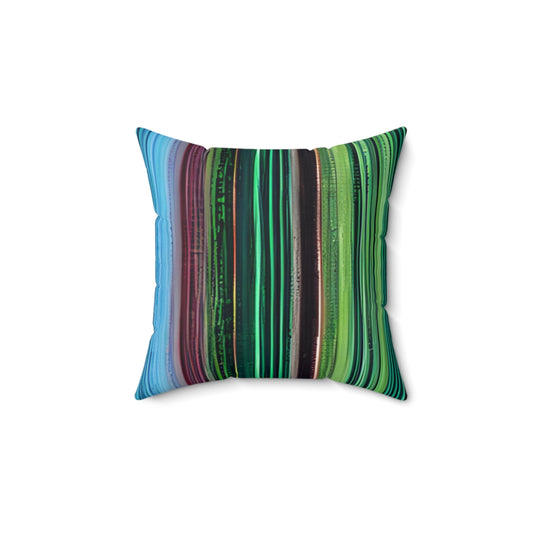 Striped Pillow in Green, Blue, and Black: Enhance Your Decor.