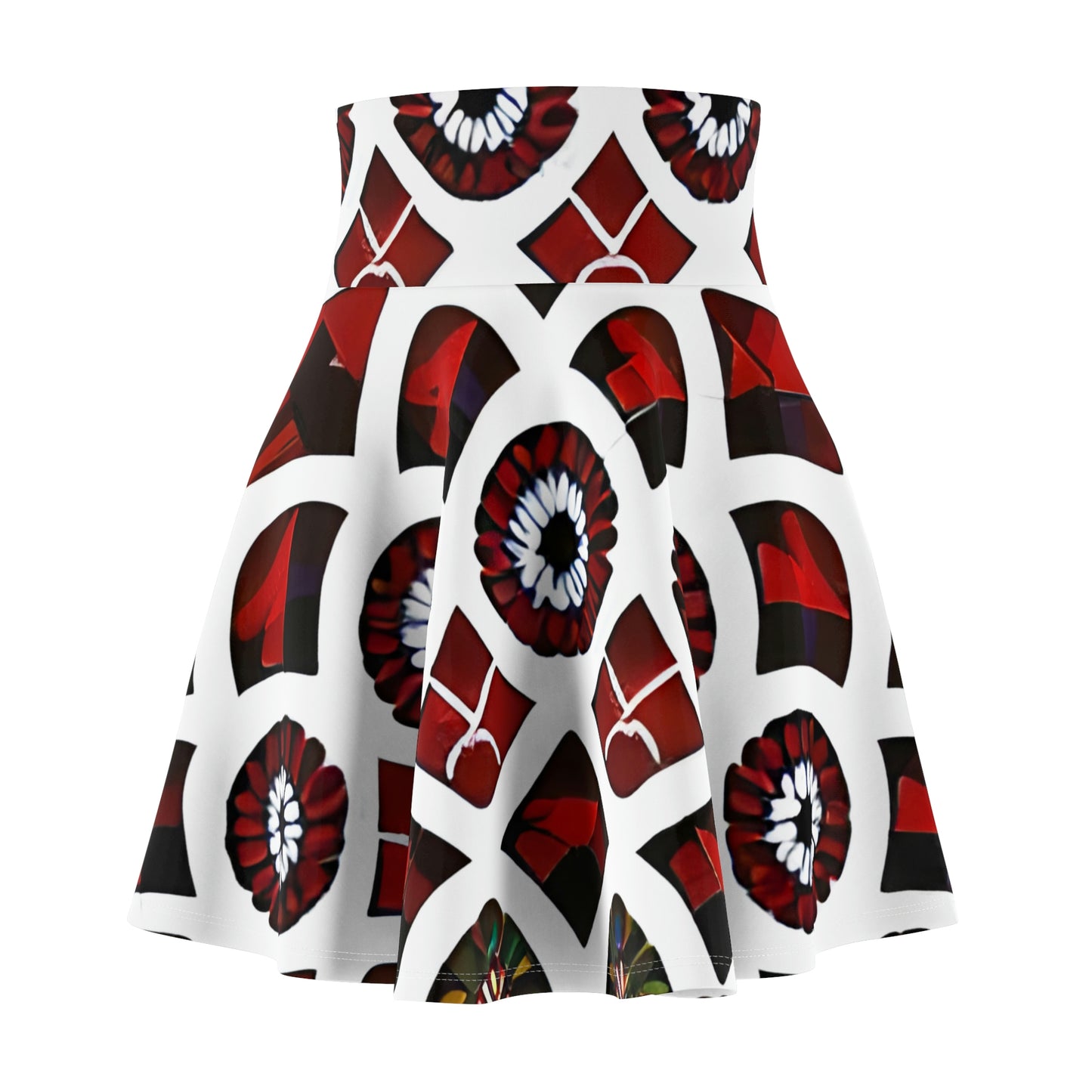 Bold & Graphic Skater Skirt in Red, White & Black