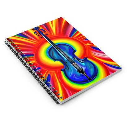 Vibrant Spiral Notebook with a Whimsical Violin Design