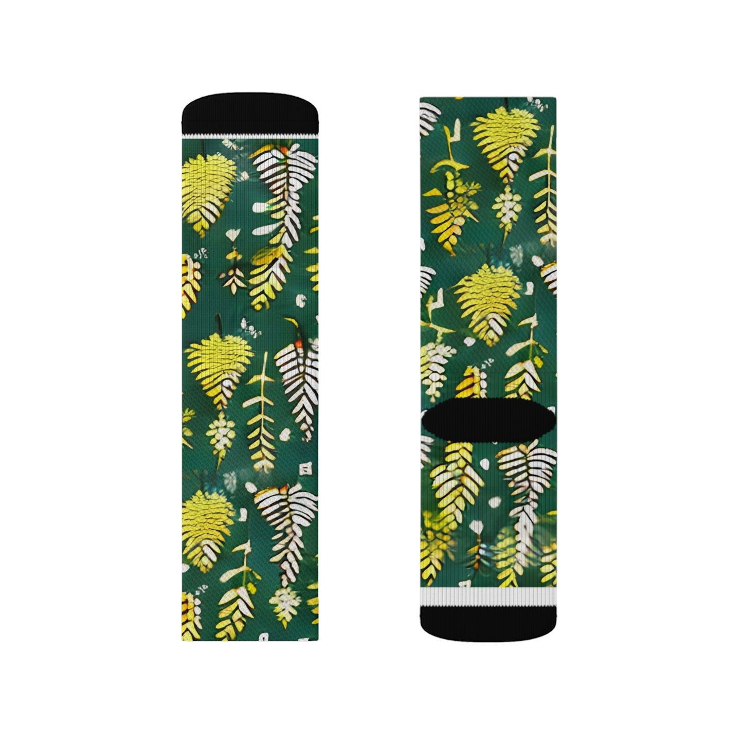 Lively Leaves Socks - Green & Yellow, Nature-Inspired Design