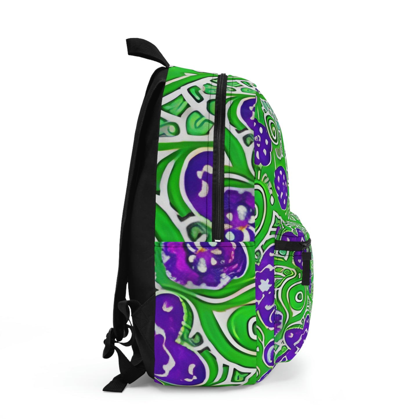 Paisley Pattern Backpack in Eye-Catching Green and Purple Hues