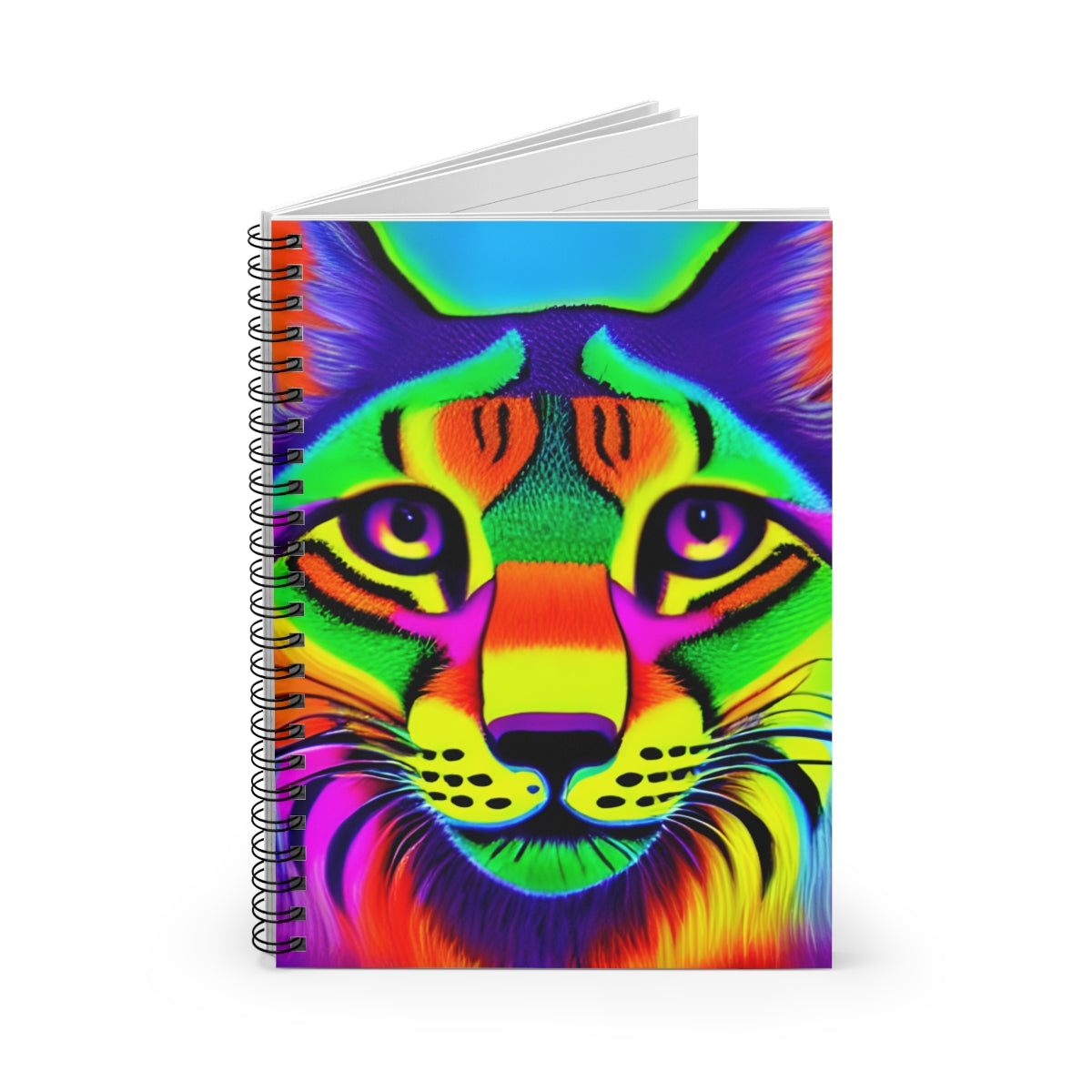 Feline Fun: Colorful Spiral Notebook with Cat Face