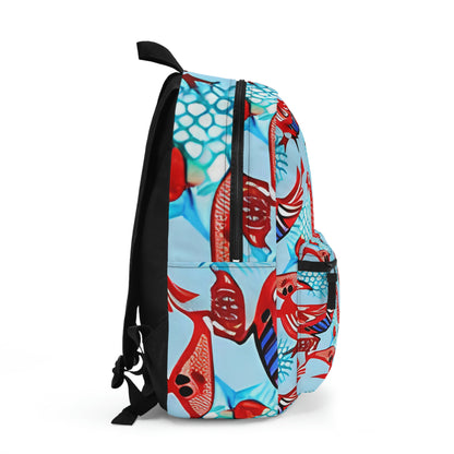 Fly with Style: Blue Backpack adorned with Red Birds