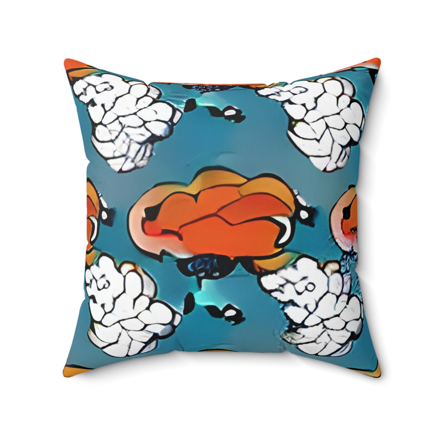 Introducing the Smart Orange & Blue Pillow with a Brain Design