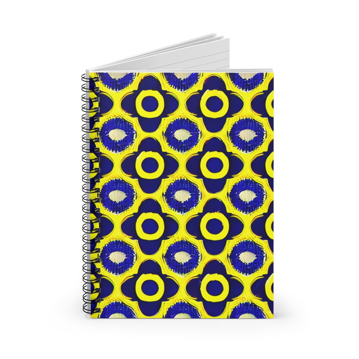 Colorful Spiral Notebook: Blue and Yellow Pattern Design