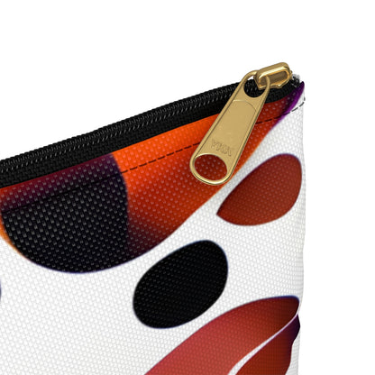 Polka-Dot Zipper Pouch: Stylish Orange & Black Design