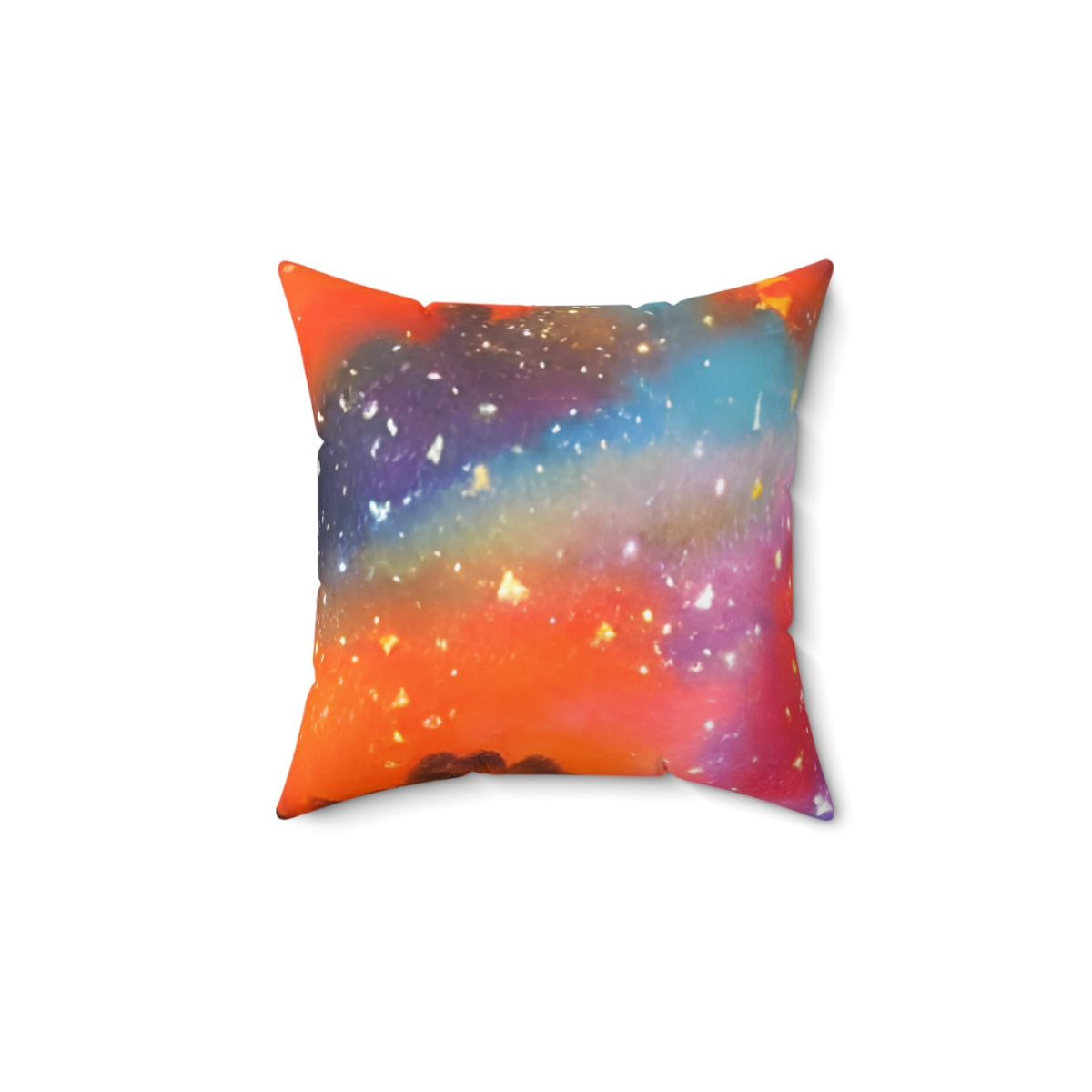 Vibrant Trio: Orange, Blue & Purple Pillow Design