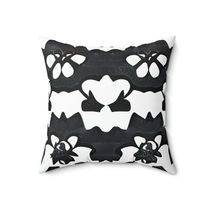 Chic Contrast: Floral Pattern Black and White Pillow