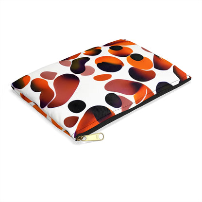 Polka-Dot Zipper Pouch: Stylish Orange & Black Design