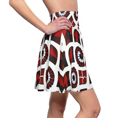 Bold & Graphic Skater Skirt in Red, White & Black