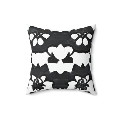 Chic Contrast: Floral Pattern Black and White Pillow