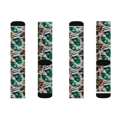 Bold & Bright: Green and Orange Pattern Socks