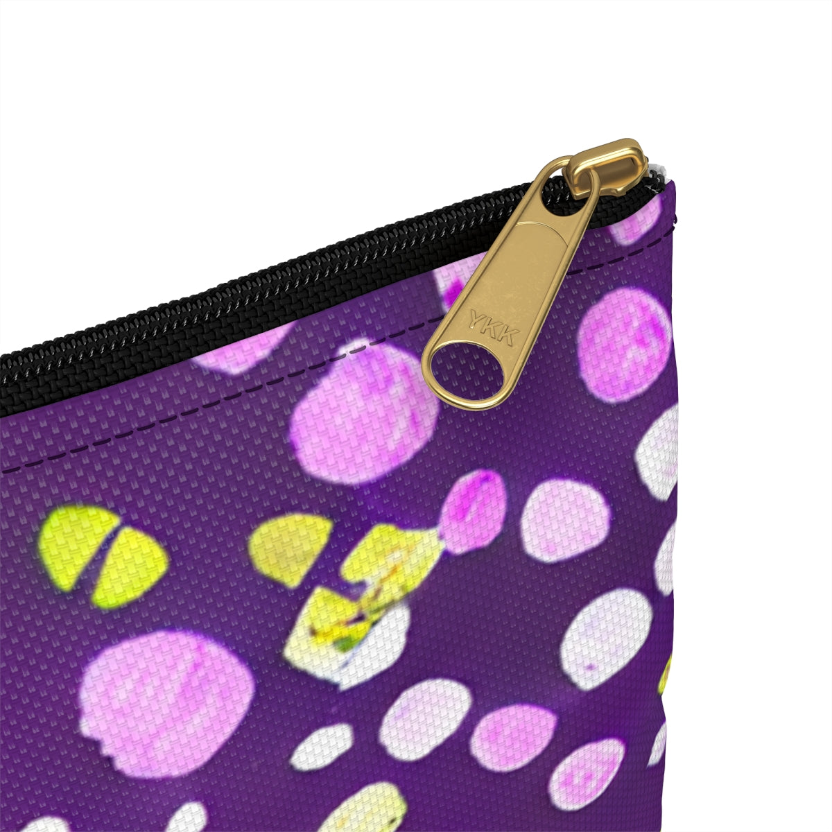Polka Dot Zipper Pouch in Purple and Yellow