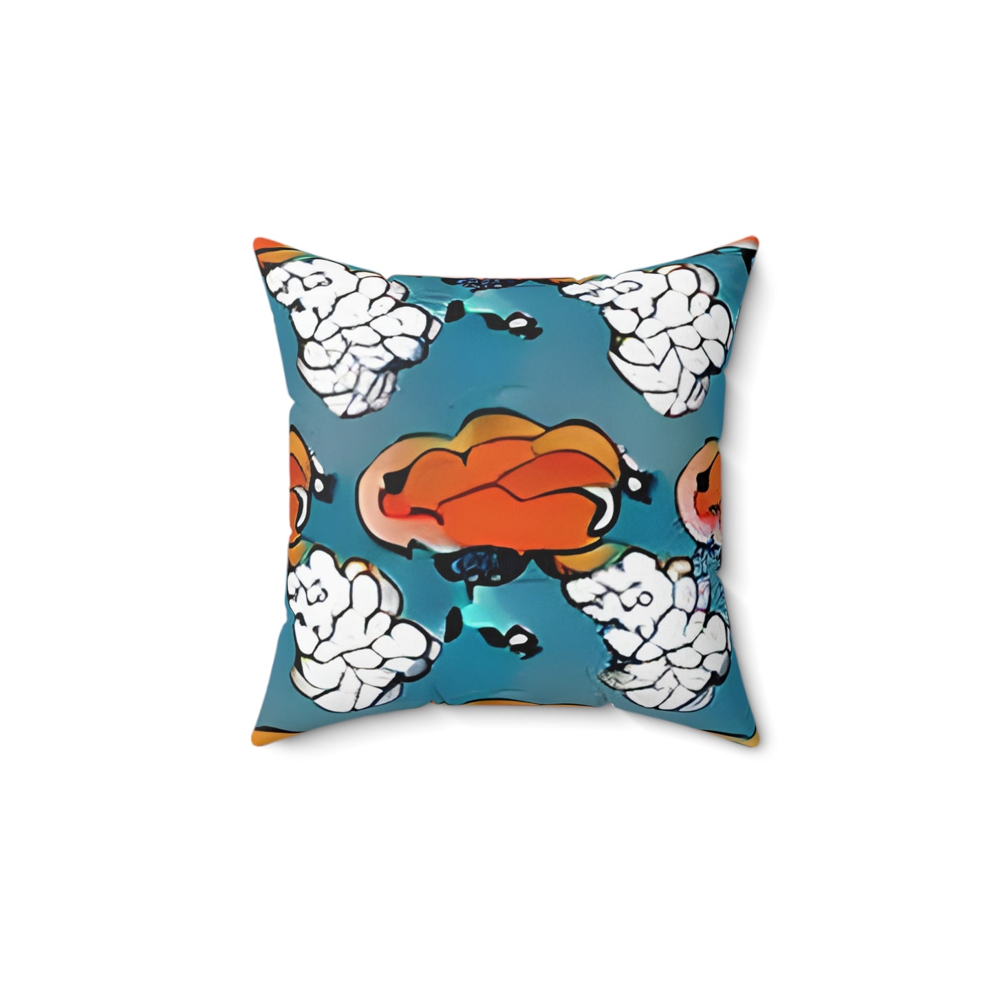 Introducing the Smart Orange & Blue Pillow with a Brain Design