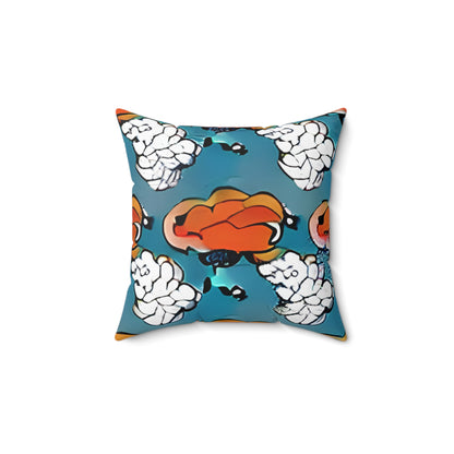 Introducing the Smart Orange & Blue Pillow with a Brain Design