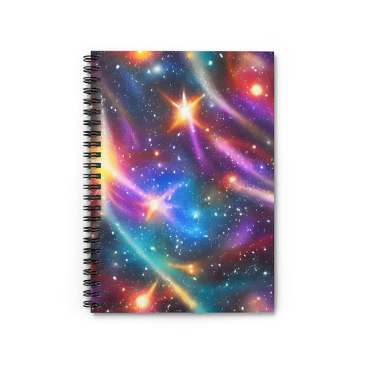 Sparkling Spiral Notebook with Colorful Starry Background