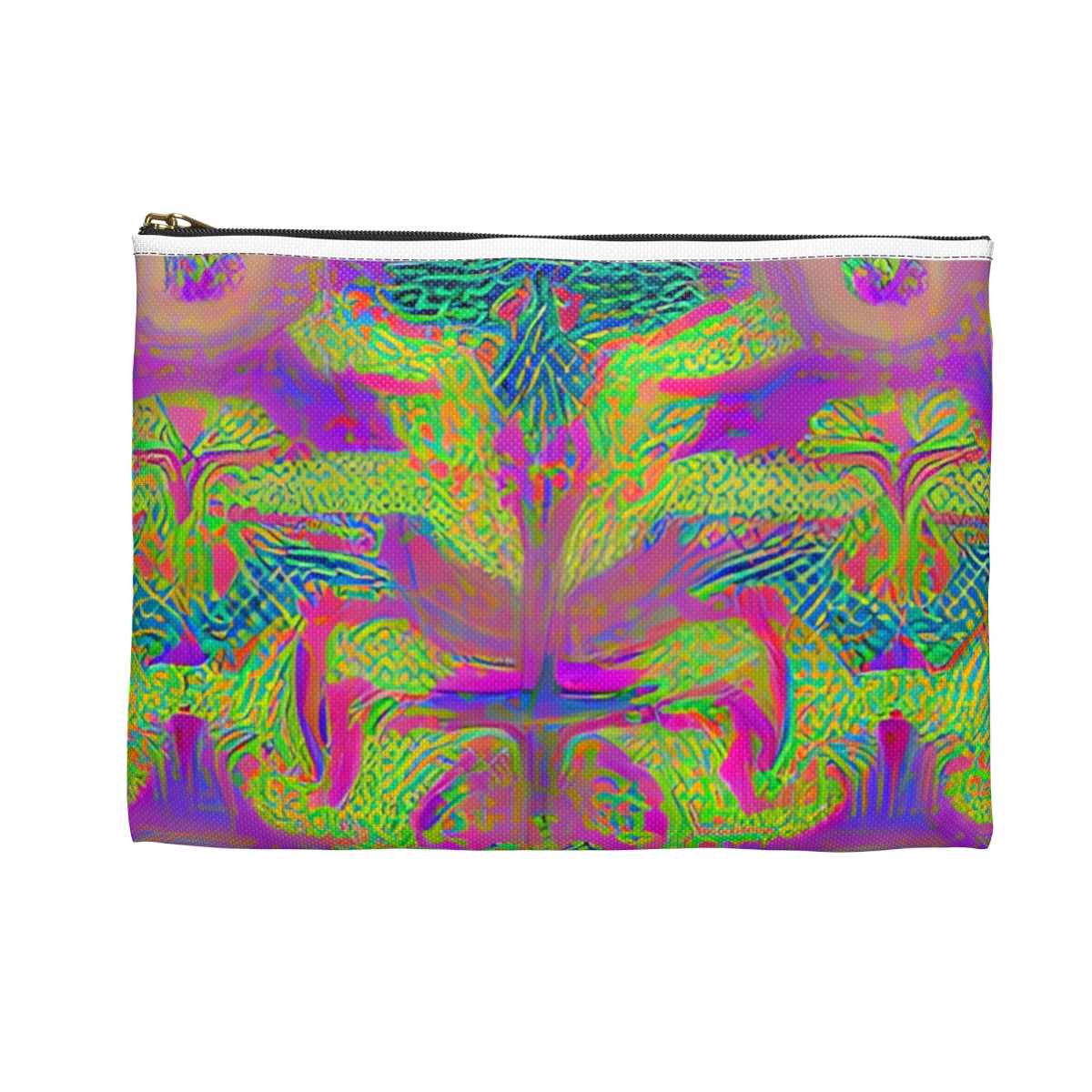 Get Trippy with Our Psychedelic Purple & Green Zipper Pouch!